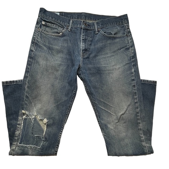 Levi's Other - Levis 511 Jeans Mens 34x32 Slim Fit Distressed Blue Denim Button Fly